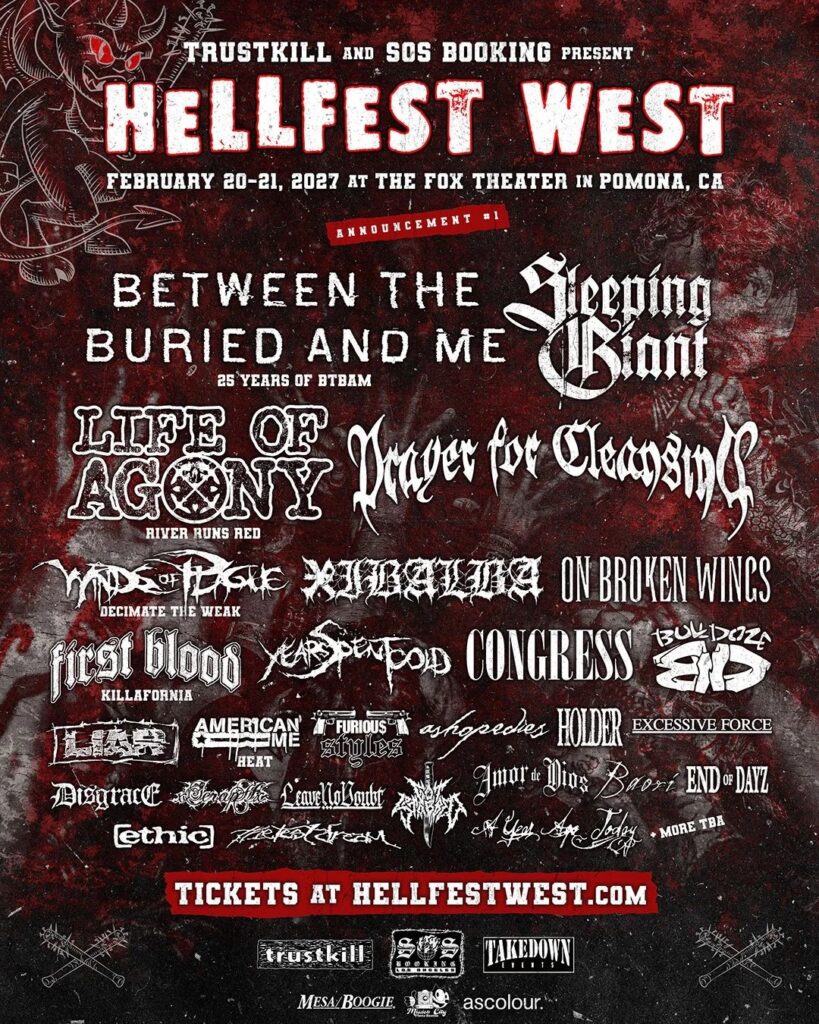 Hellfest West 2027: Between The Buried And Me, Life Of Agony, Winds Of Plague Lead Feb. 20-21 Pomona Bill