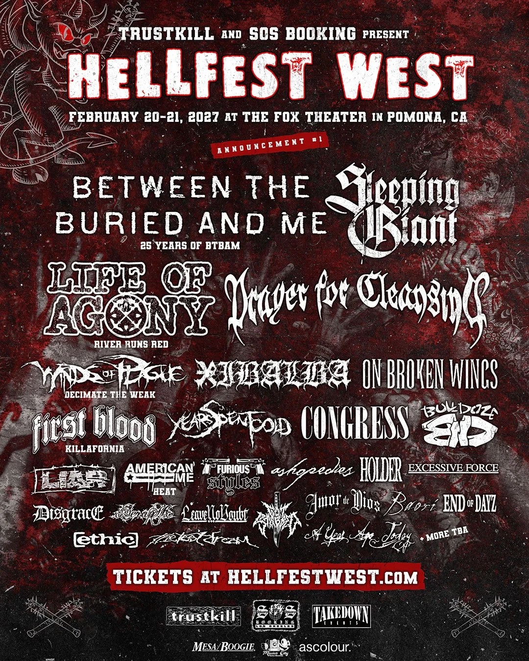 Hellfest West 2027: Between The Buried And Me, Life Of Agony, Winds Of Plague Lead Feb. 20-21 Pomona Bill