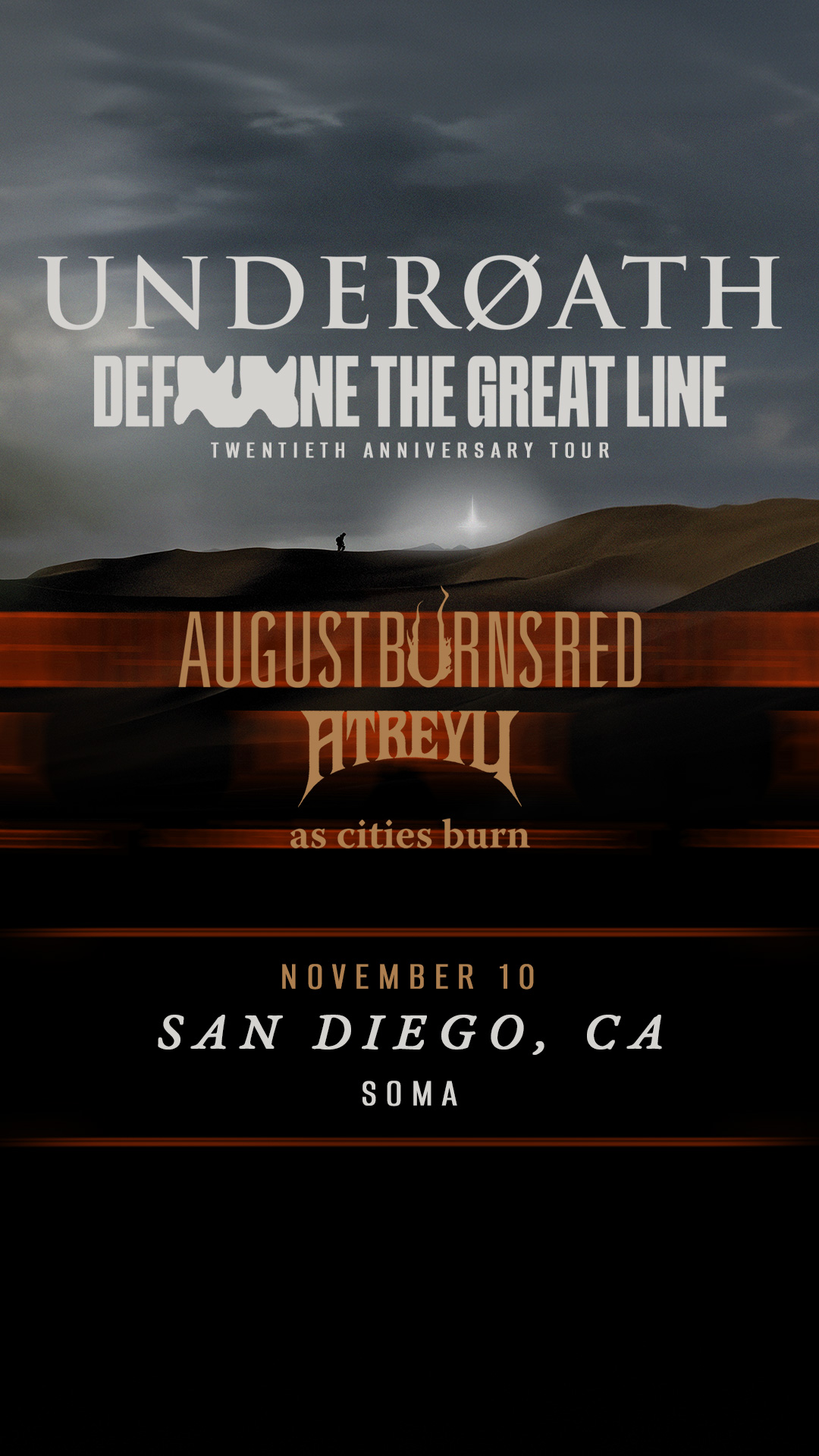 UNDERØATH – Define the Great Line 20th Anniversary Tour with August Burns Red, Atreyu, As Cities Burn